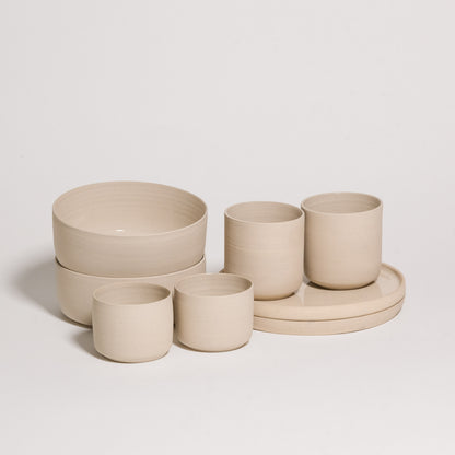 Mix & Match - Tableware Bundle featuring elegant beige bowls and cups for customizable dining experience.