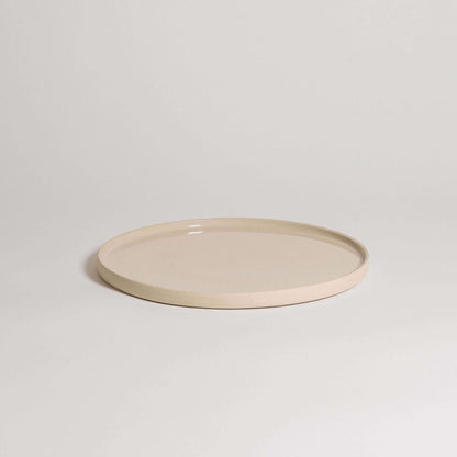 Set of 4 creme breakfast plates, handcrafted stoneware ceramic with a transparent glaze, dishwasher and oven safe.